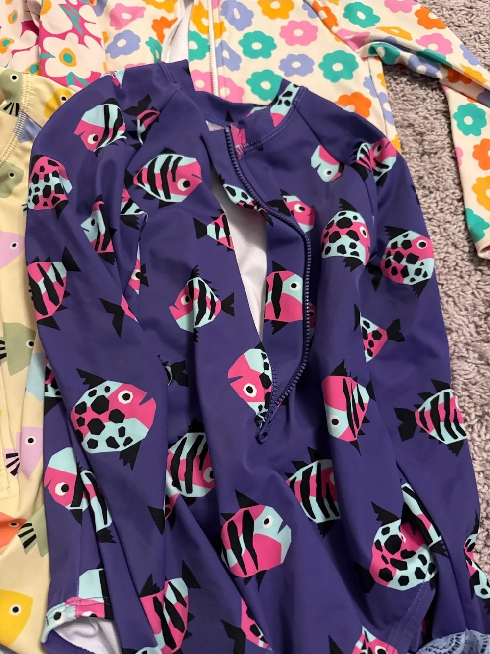 Brand new Hanna Andersson Purple Fish One-Piece Rashguard Swimsuit